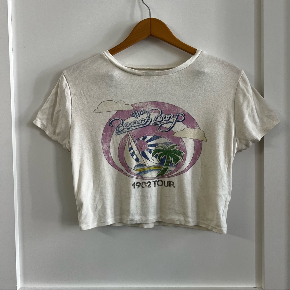 Vintage inspired beach boys cropped band t shirt